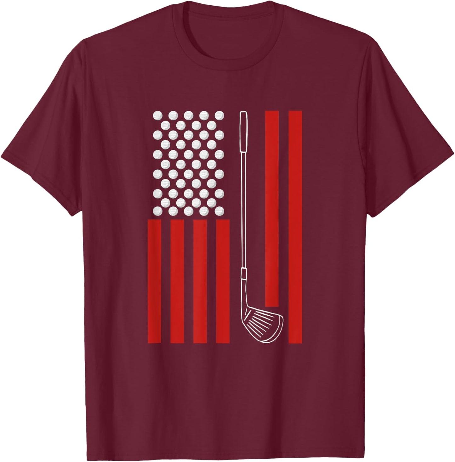 Retro American Flag Golf Gift Golfer Funny Golf T-Shirt - T-Shirt | Maroon