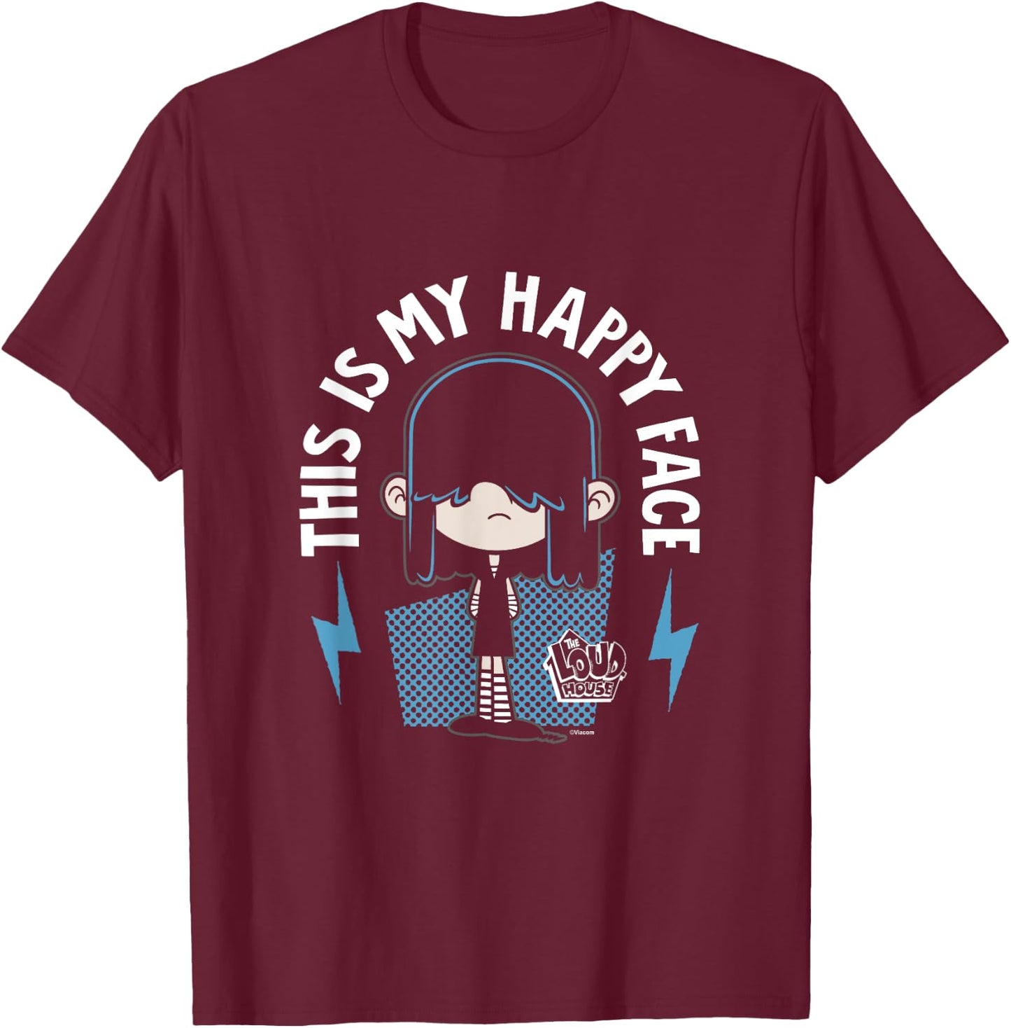 The Loud House This Is My Happy Face Lucy Loud Shot T-Shirt - T-Shirt | Maroon