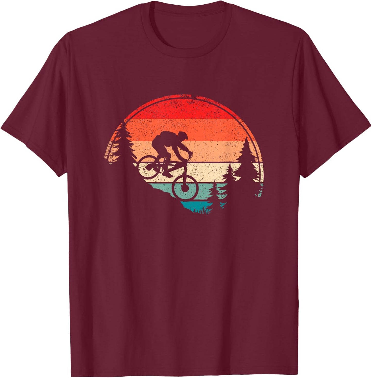 Retro Mountain Bike MTB Downhill Bicycle T-Shirt - T-Shirt | Maroon