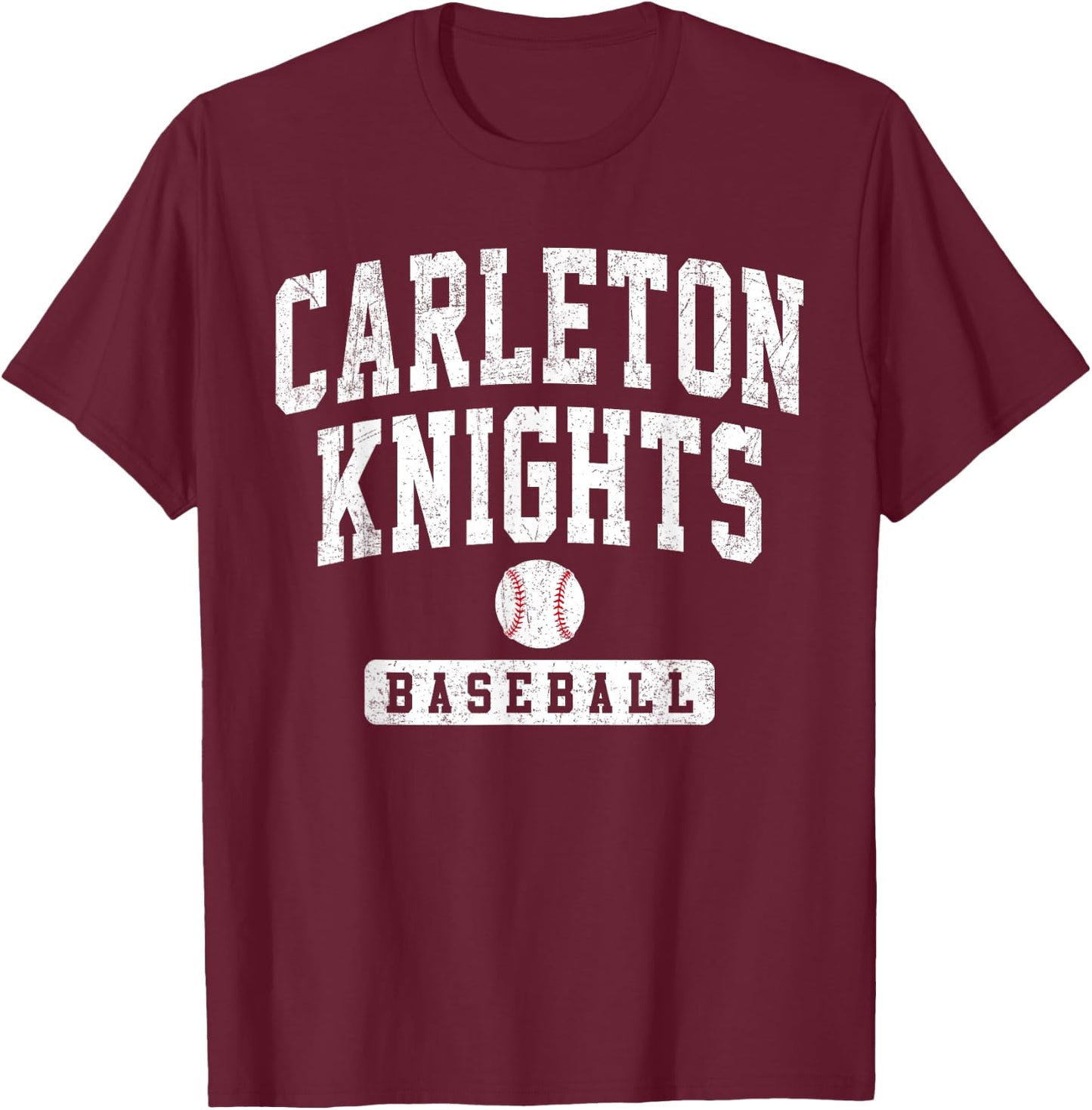 Carleton College Knights Baseball Arch Vintage Design Men T-Shirt - T-Shirt | Maroon