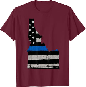 Support Law Enforcement Police Idaho Officers Blue T-Shirt - T-Shirt | Maroon