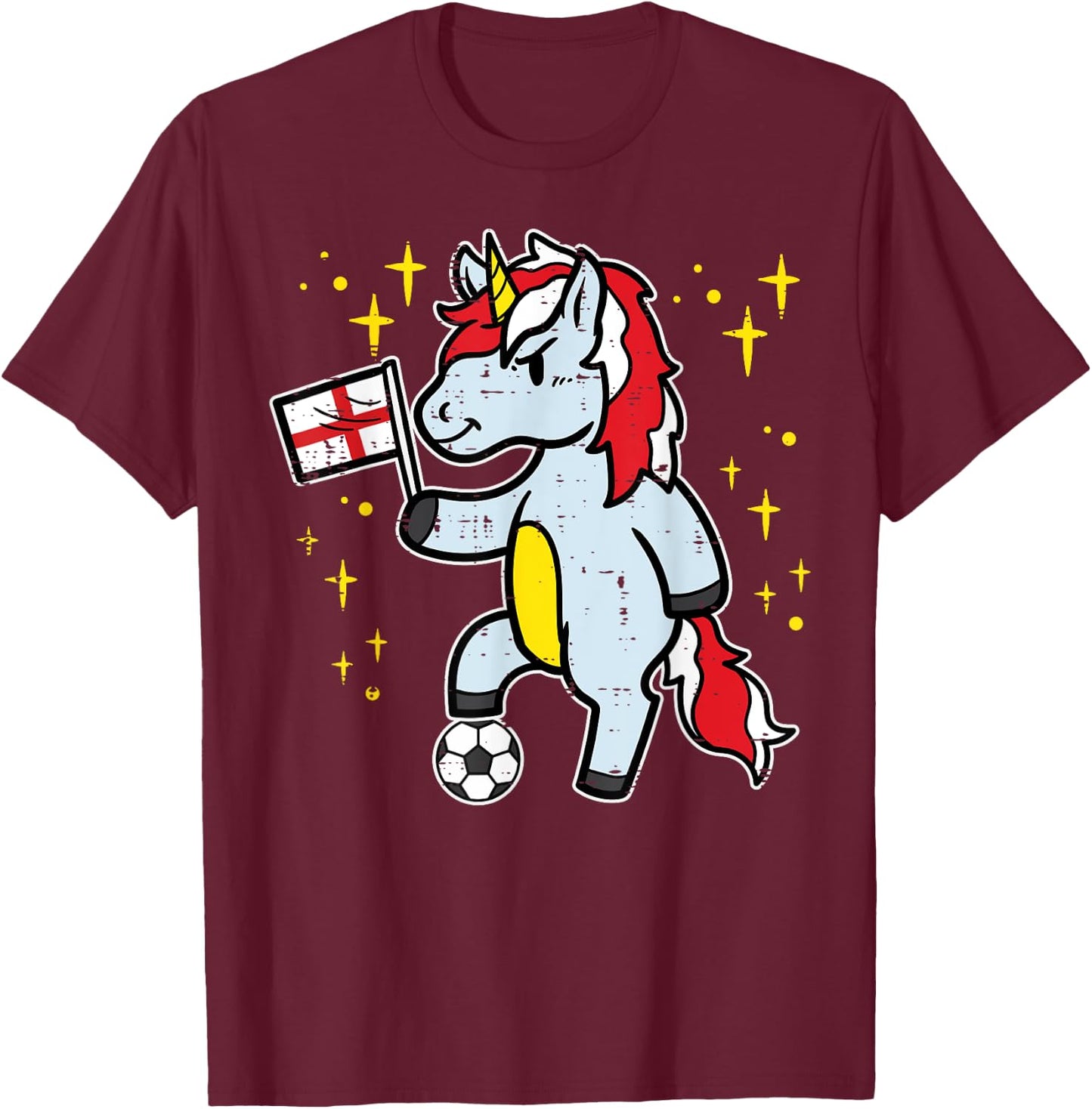 England Flag Unicorn Football Soccer Fan Women Girls Kids T-Shirt - T-Shirt | Maroon
