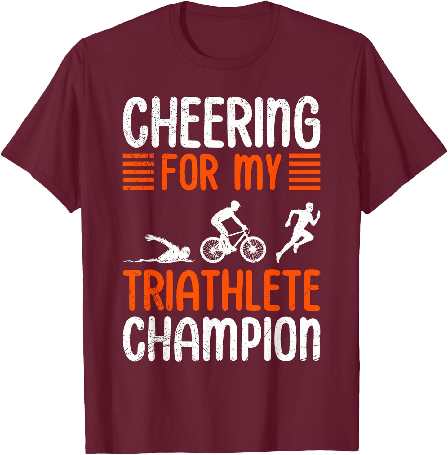 Triathlon ANFEUERN MEINES LIEBLINGS TRIATHLETEN Lustiges T-Shirt - T-Shirt | Maroon