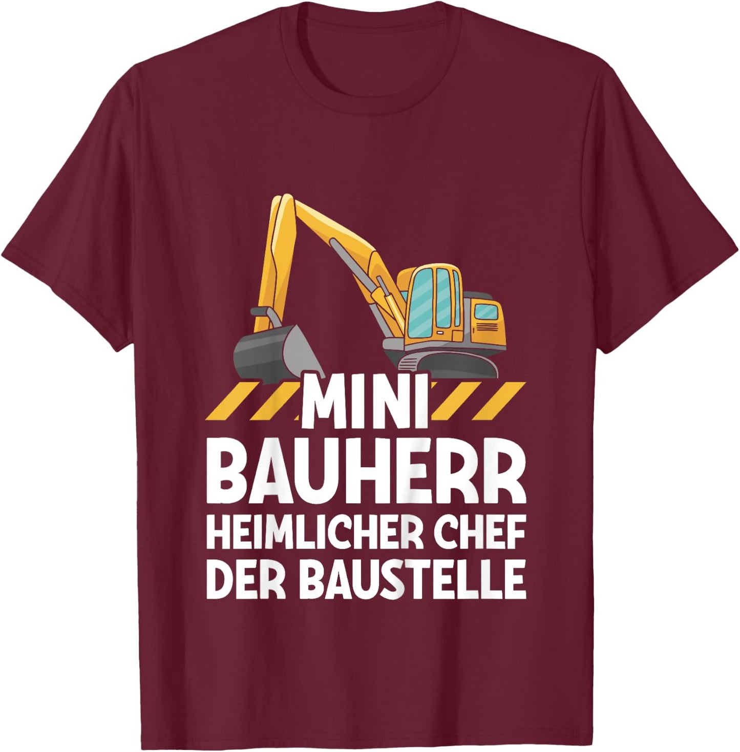 Bagger Jungs Mini Bauherr Chef Der Baustelle Baumeister T-Shirt - T-Shirt | Maroon