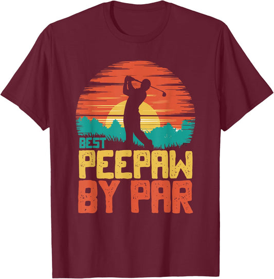 Best PeePaw By Par Golfing Golf Golfer Funny Pee-Paw T-Shirt - T-Shirt | Maroon