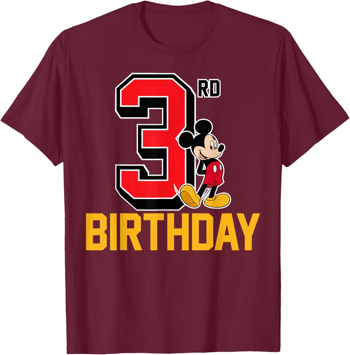 Disney - Mickey Mouse My 3rd Birthday T-Shirt - T-Shirt | Maroon
