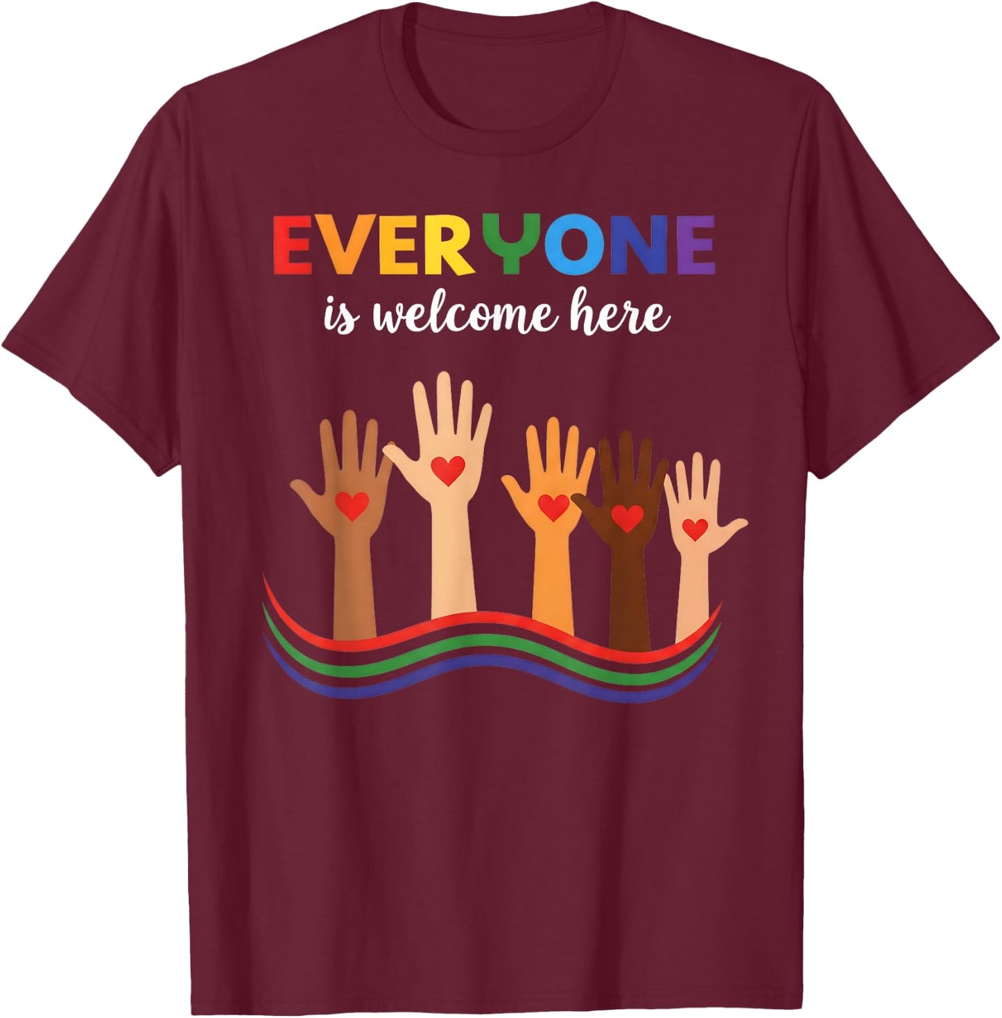 Everyone is Welcome Here Idaho Teacher T-Shirt - T-Shirt | Maroon