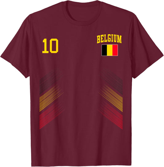 Belgien Fußball Fan Trikot Belgische Flagge Fußballliebhaber T-Shirt - T-Shirt | Maroon