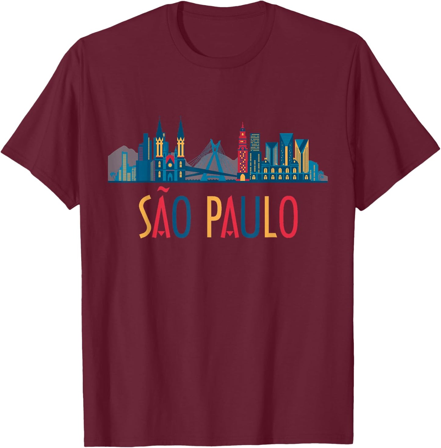 Sao Paulo Brazil Skyline Brazil Souvenir Gift T-Shirt - T-Shirt | Maroon