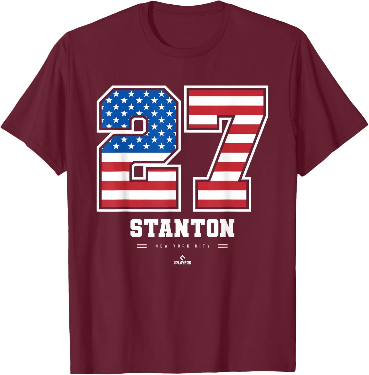 Giancarlo Stanton - US Flag Number T-Shirt - T-Shirt | Maroon