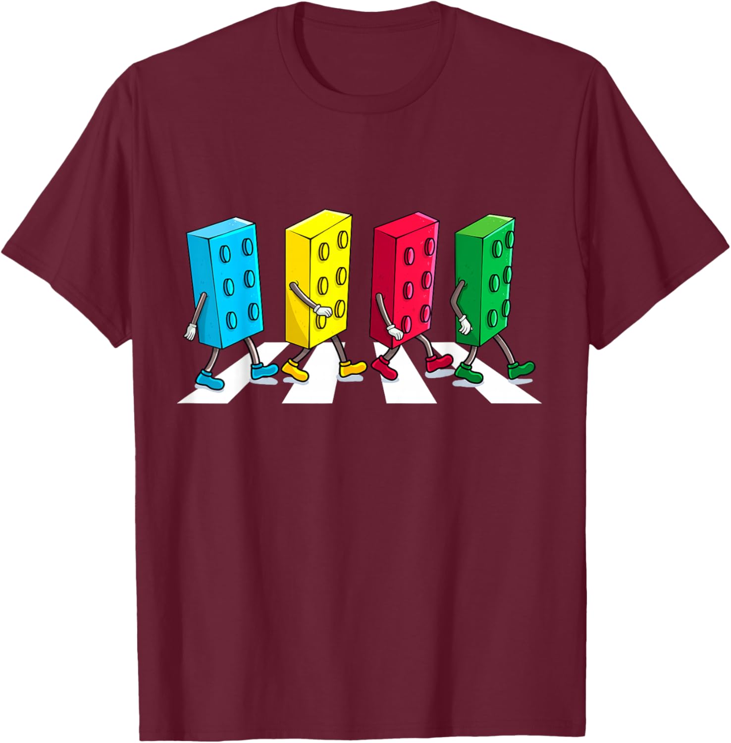 Master Builder Colourful Building Blocks Streets Boys Kids , black T-Shirt - T-Shirt | Maroon