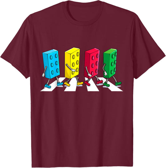 Master Builder Colourful Building Blocks Streets Boys Kids , black T-Shirt - T-Shirt | Maroon