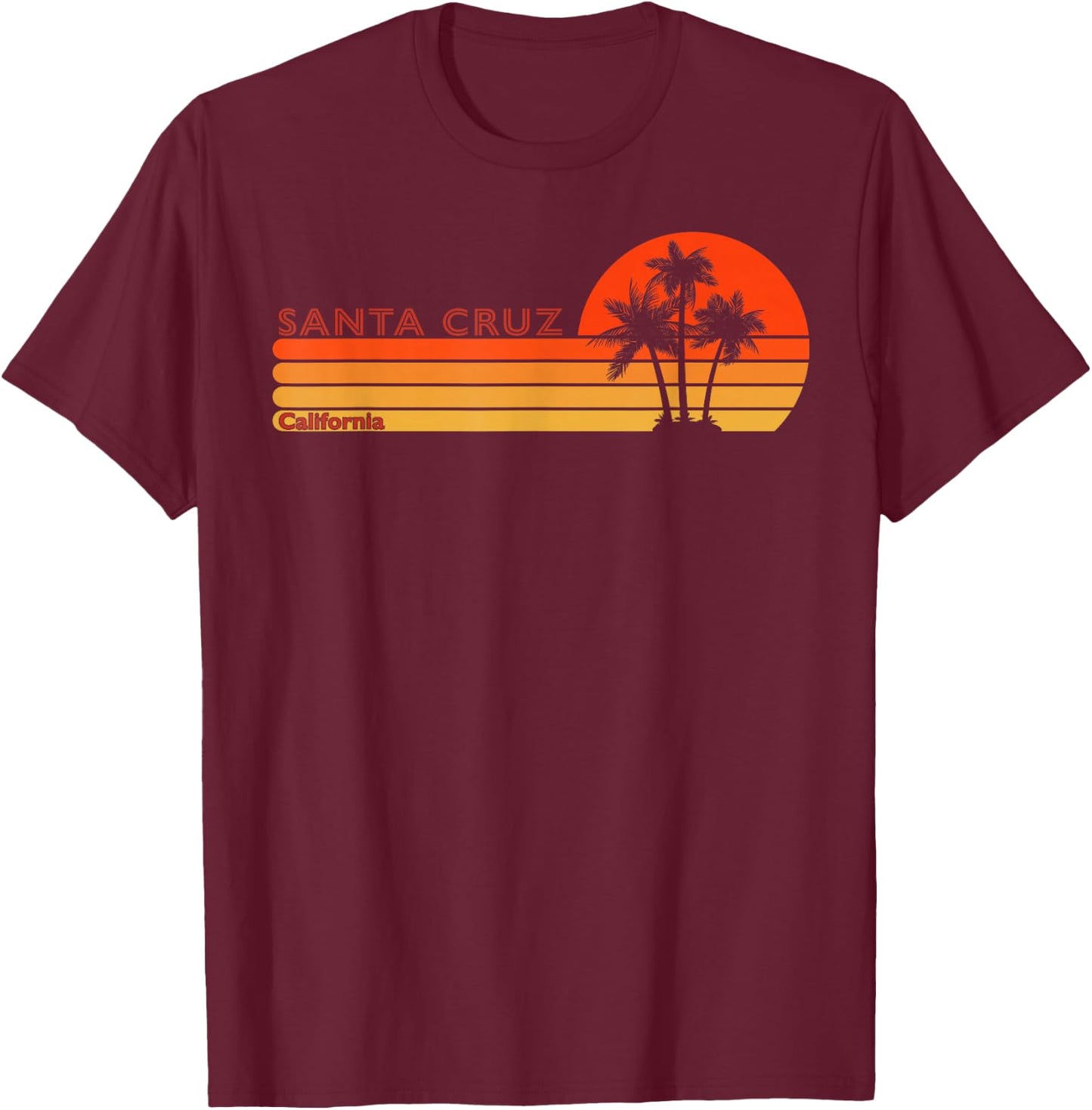 Santa Cruz California Retro Sunset Vintage , black T-Shirt - T-Shirt | Maroon
