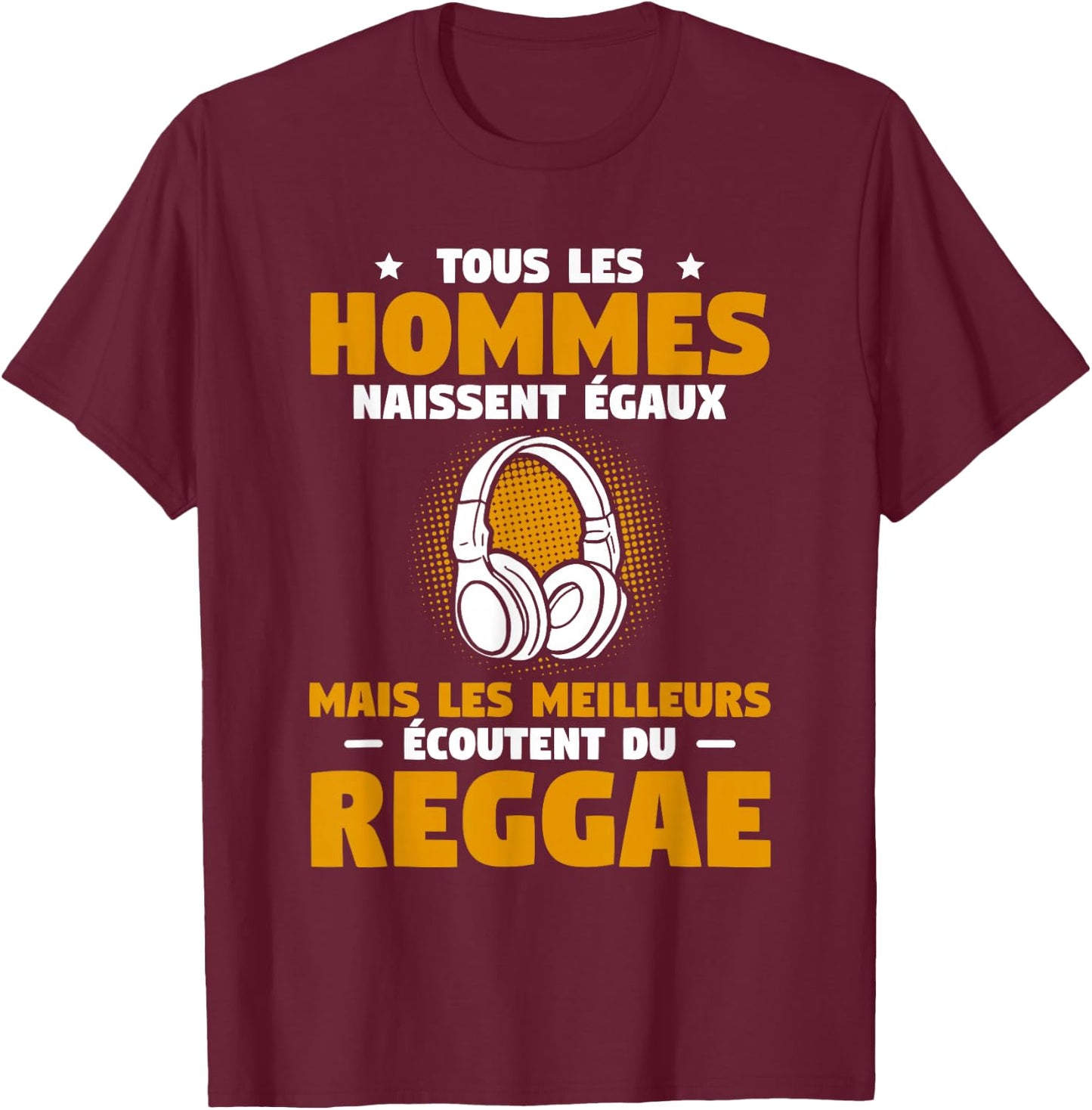 All Men Listen To Reggae , Black, S T-Shirt - T-Shirt | Maroon