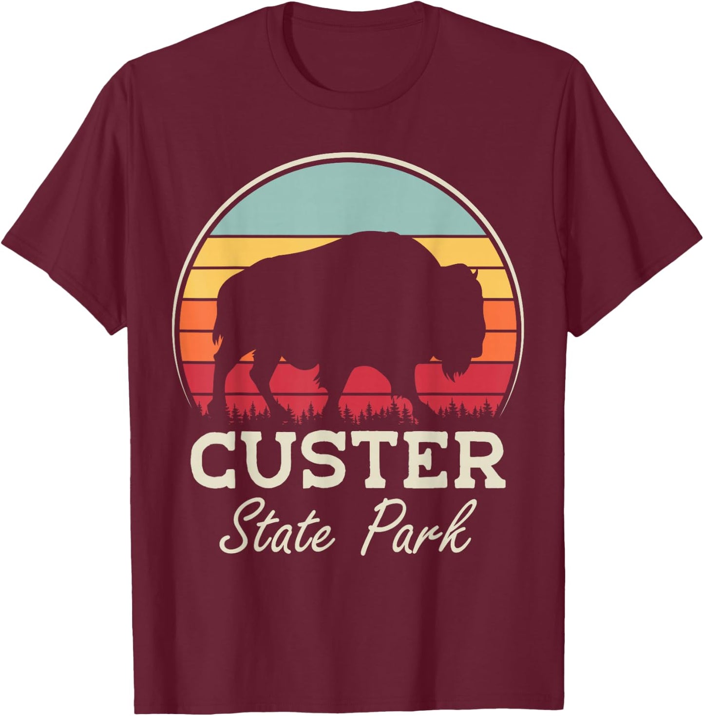 Custer State Park South Dakota Bison Lovers T-Shirt - T-Shirt | Maroon