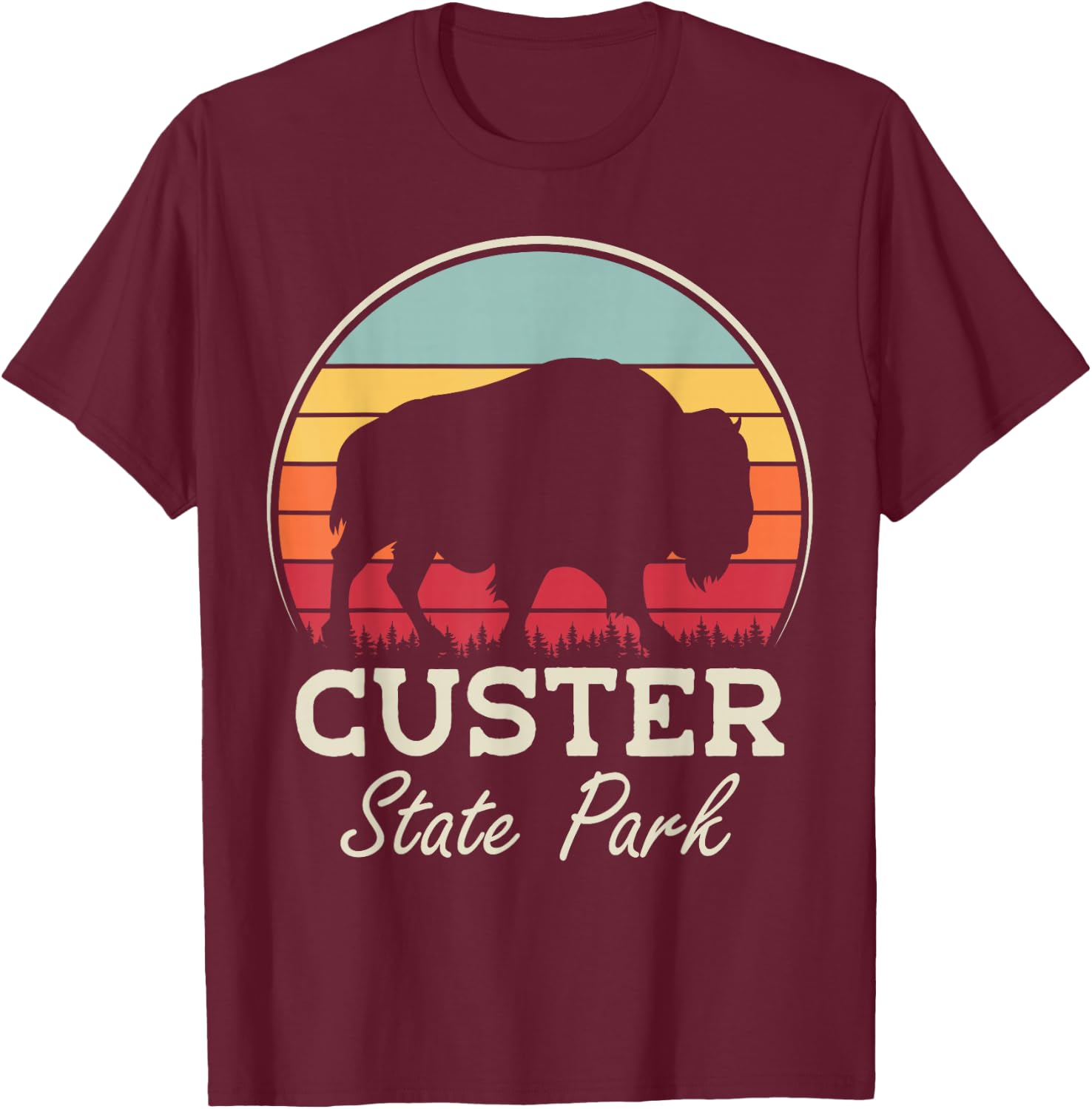 Custer State Park South Dakota Bison Lovers T-Shirt - T-Shirt | Maroon