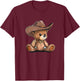 Adorable Teddy Bear Cowboy T-Shirt - T-Shirt | Maroon