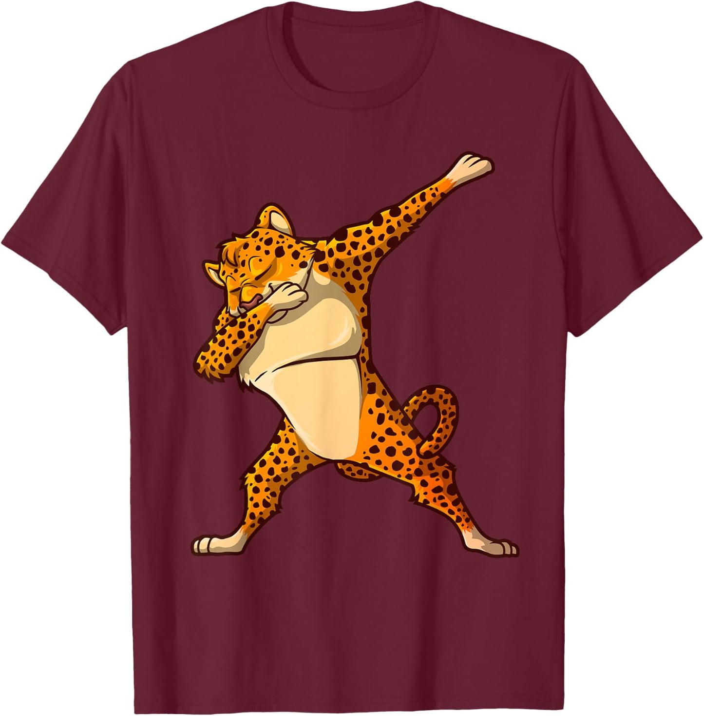 Funny Cheetah Dance For Kids Boys Girls Dabbing Cheetah Cat T-Shirt - T-Shirt | Maroon