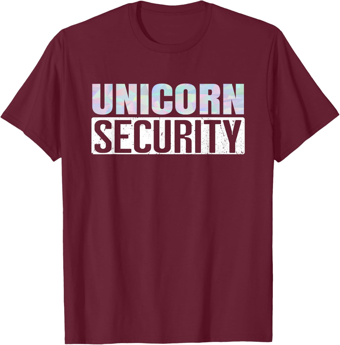 Halloween Easy Quick Dad Mom Adult Costume Unicorn Security T-Shirt - T-Shirt | Maroon
