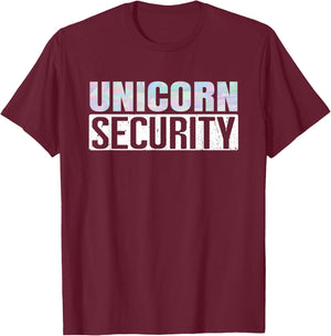 Halloween Easy Quick Dad Mom Adult Costume Unicorn Security T-Shirt - T-Shirt | Maroon