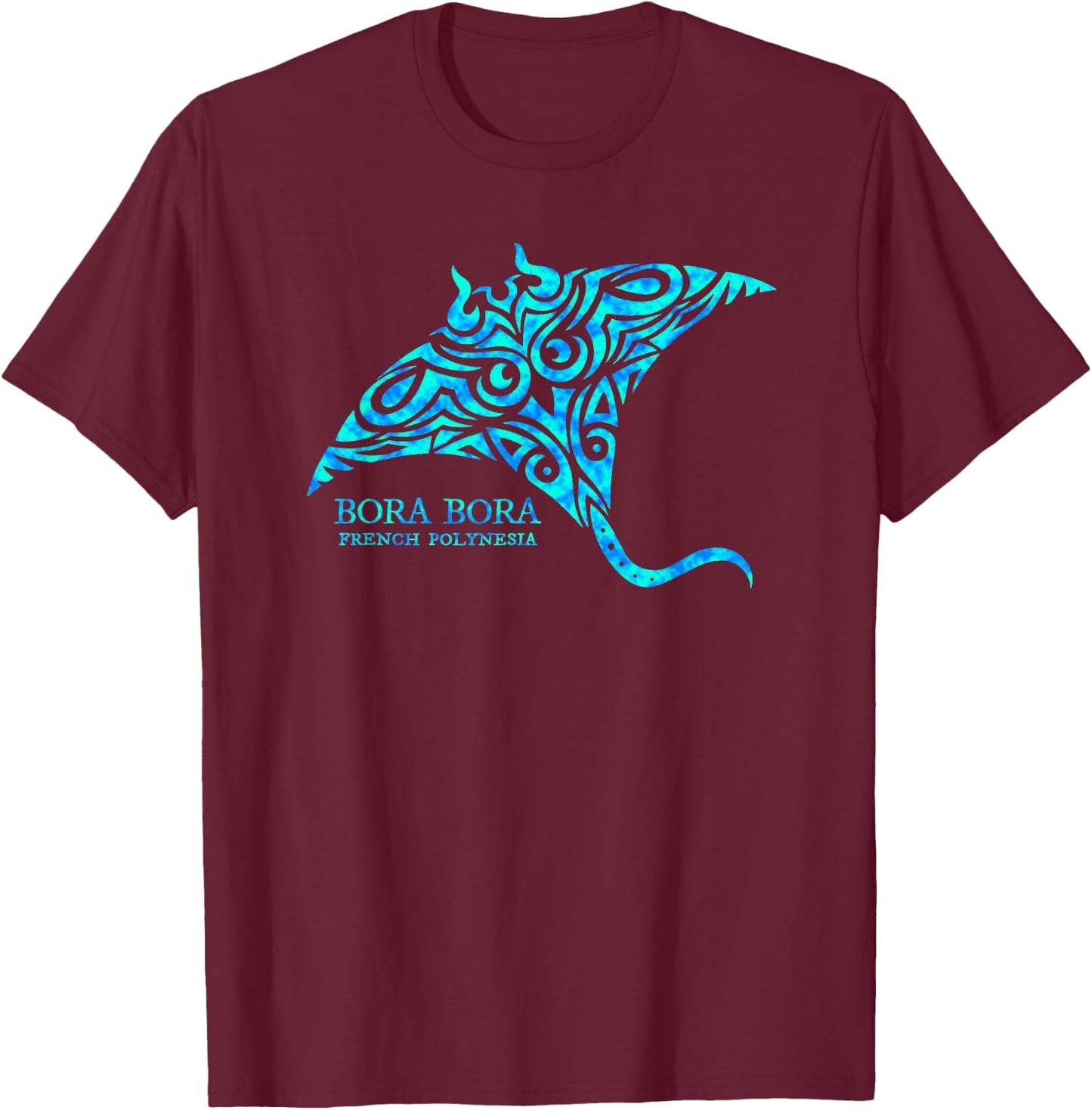 Bora Bora French Polynesia Manta Ray Boys Girls T-Shirt - T-Shirt | Maroon