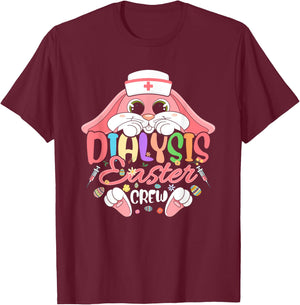 Dialysis Easter Day Nurse Crew Bunny Ears Dialysis Nurse T-Shirt - T-Shirt | Maroon