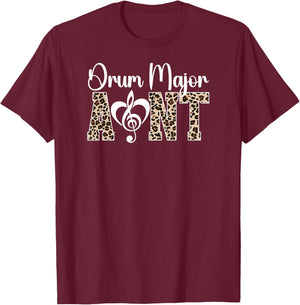 Drum Major Aunt Of A Drum Major Auntie Leopard T-Shirt - T-Shirt | Maroon