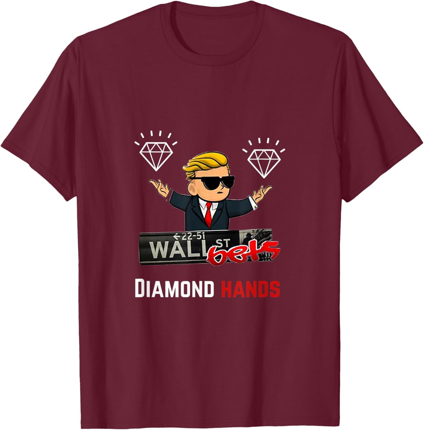 Wall Street Bets Diamond Hands T-Shirt - T-Shirt | Maroon