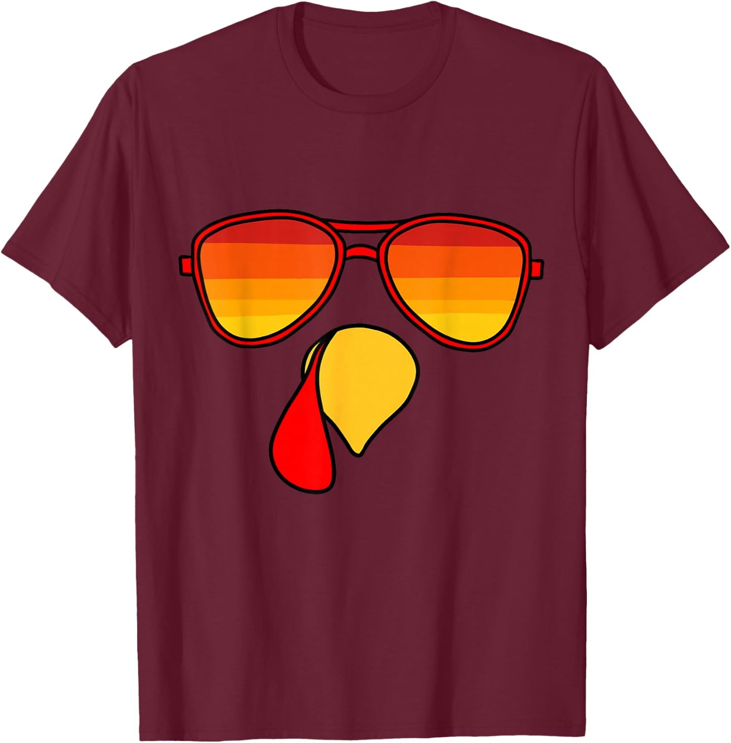 Retro Turkey Face Happy Thanksgiving Kids Toddler Boys T-Shirt - T-Shirt | Maroon