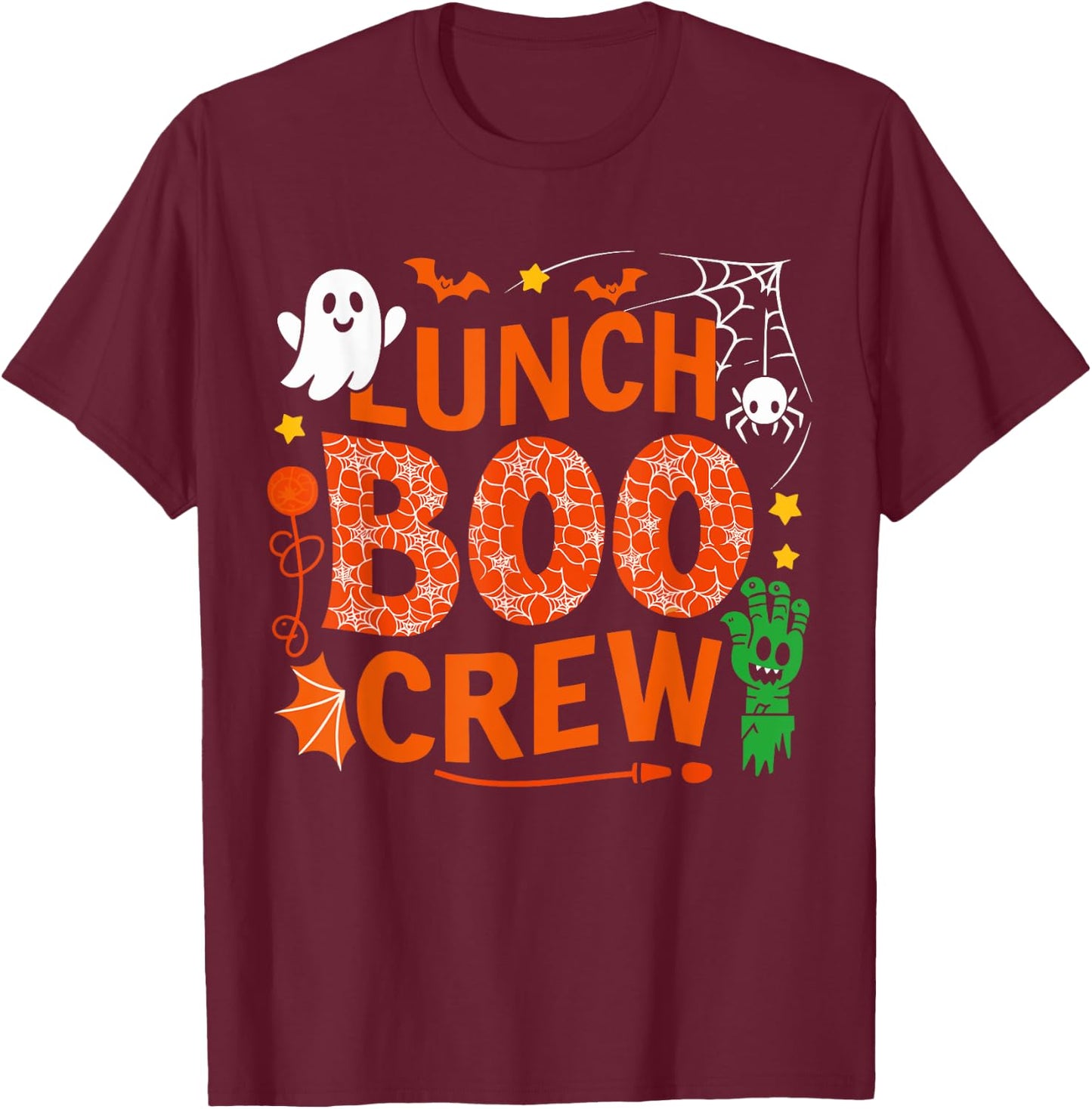 Lunch Lady Boo Crew Cafeteria Halloween Costume Matching T-Shirt - T-Shirt | Maroon
