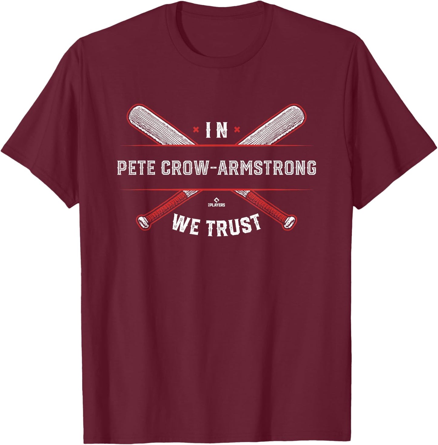We Trust in Pete Crow-Armstrong Chicago Baseball MLBPA T-Shirt - T-Shirt | Maroon
