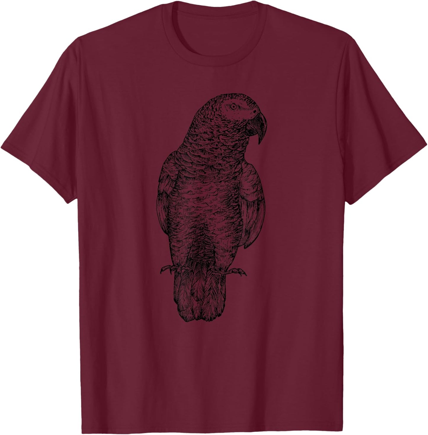 African Grey Parrot Bird T-Shirt - T-Shirt | Maroon