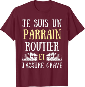 Godfather Road Man Funny Truck Gift Driver , Black, S T-Shirt - T-Shirt | Maroon