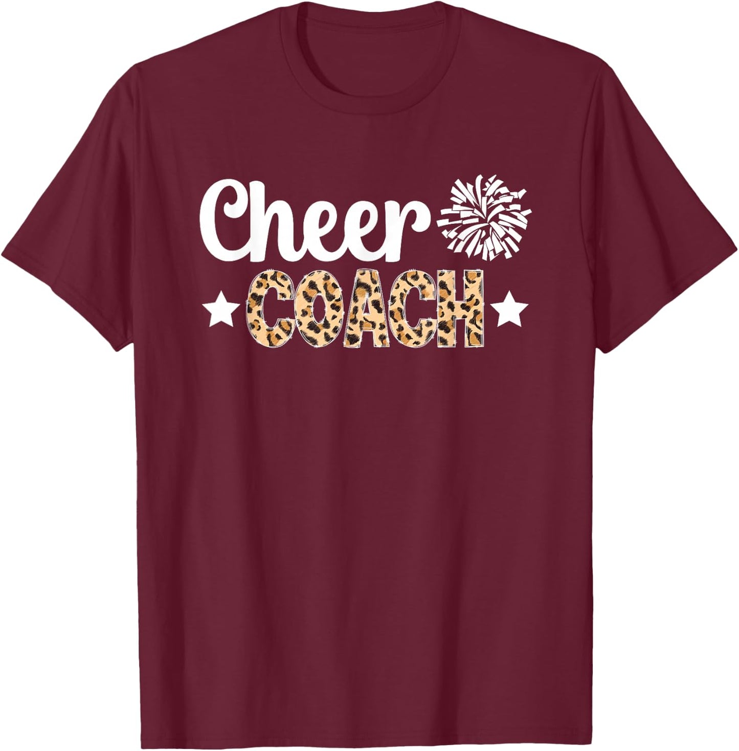 Cheer Coach Leopard Cheerleader Coach Cheerleading Coach T-Shirt - T-Shirt | Maroon