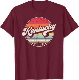 Retro Kentucky Home State KY Cool 70s Style Sunset T-Shirt - T-Shirt | Maroon