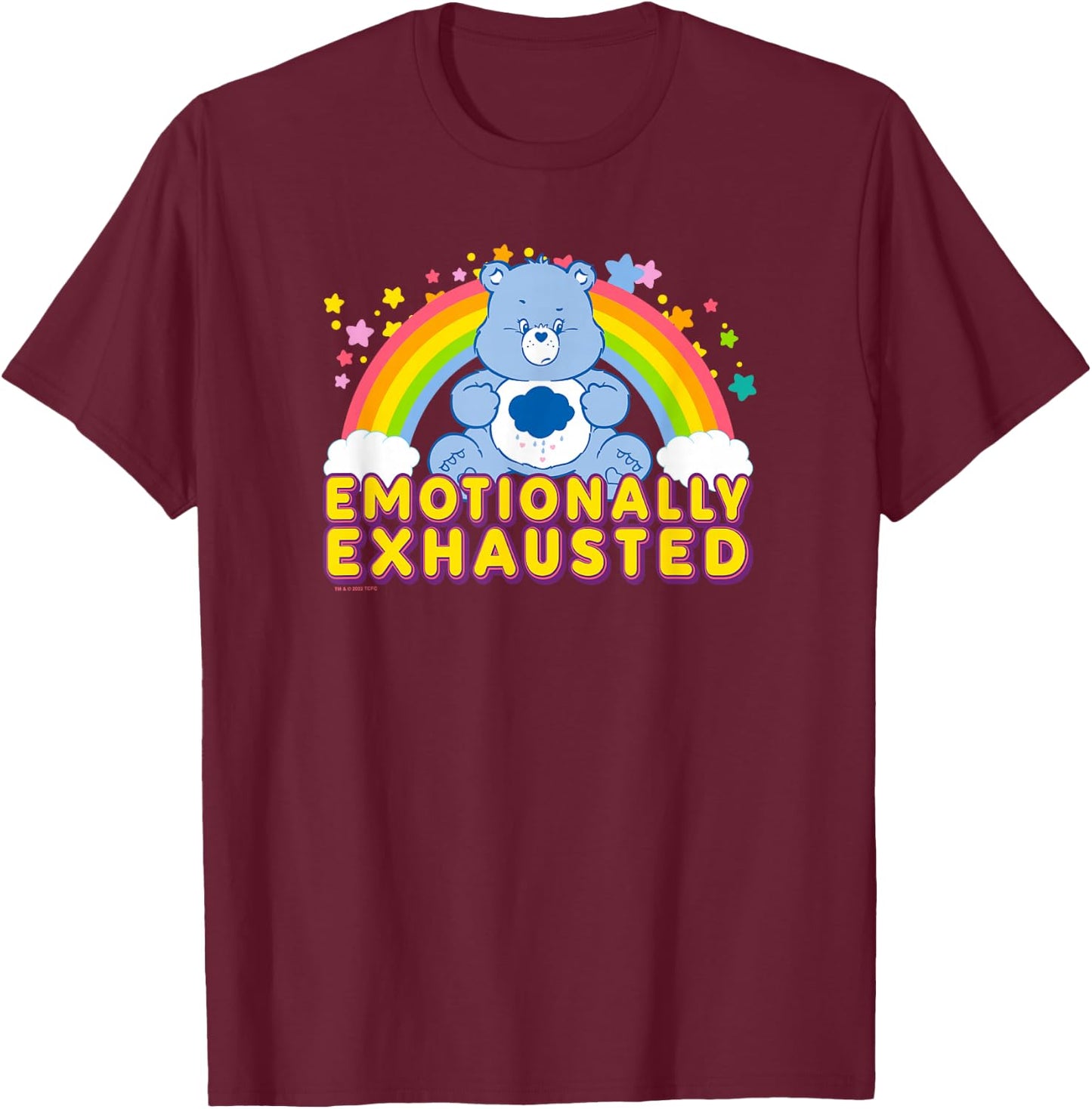 Care Bears Emotionally Exhausted Rainbow Grumpy Bear Icon , Black, S T-Shirt - T-Shirt | Maroon