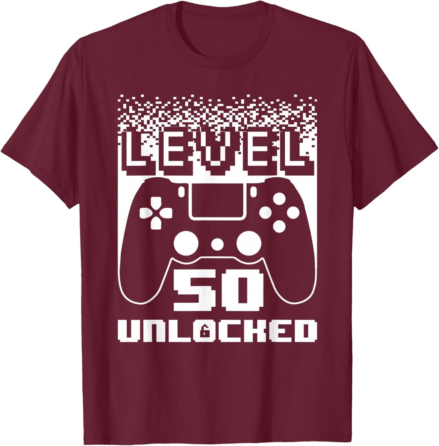 50th Birthday Level 50 Unlocked Gamer 50 Year Old T-Shirt - T-Shirt | Maroon