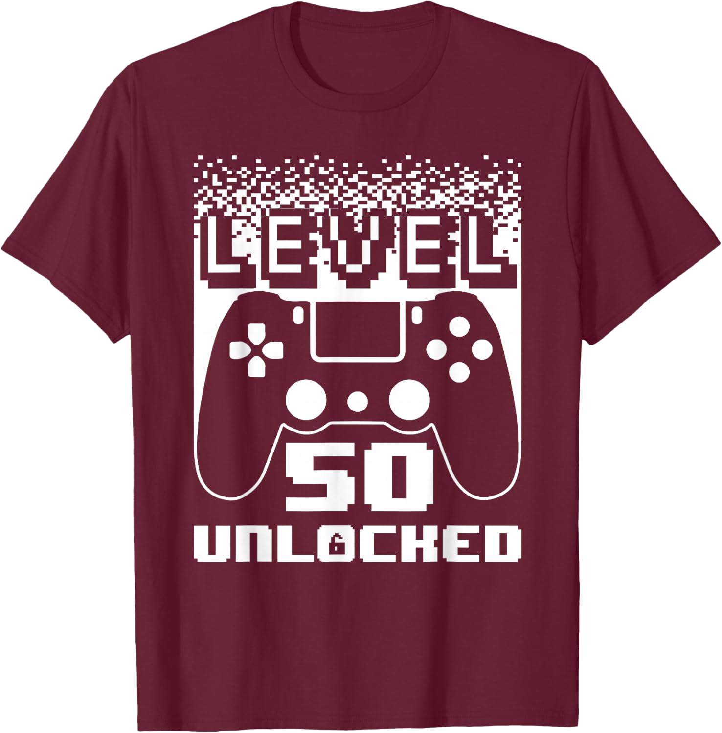 50th Birthday Level 50 Unlocked Gamer 50 Year Old T-Shirt - T-Shirt | Maroon