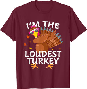 Loudest Turkey Matching Outfit Thanksgiving Pajamas Family T-Shirt - T-Shirt | Maroon