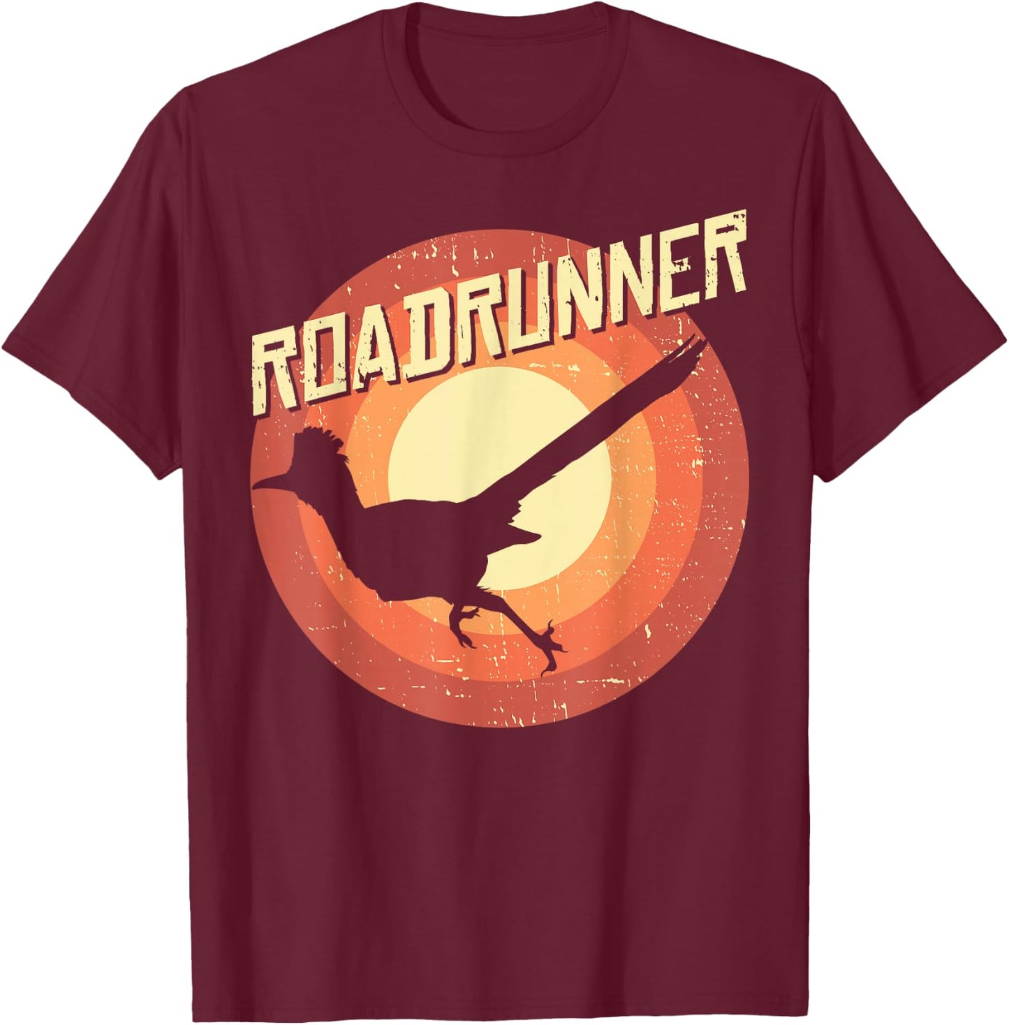 Roadrunner Lover Vintage Distressed Retro T-Shirt - T-Shirt | Maroon