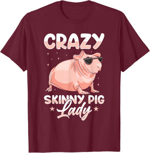Hairless Guinea Pig Skinny Pig Owner Cavy Rodent Pet T-Shirt - T-Shirt | Maroon