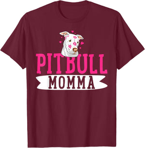 Pitbull Momma Pit Bull Terrier Dog Pibble Owner Mother's Day T-Shirt - T-Shirt | Maroon