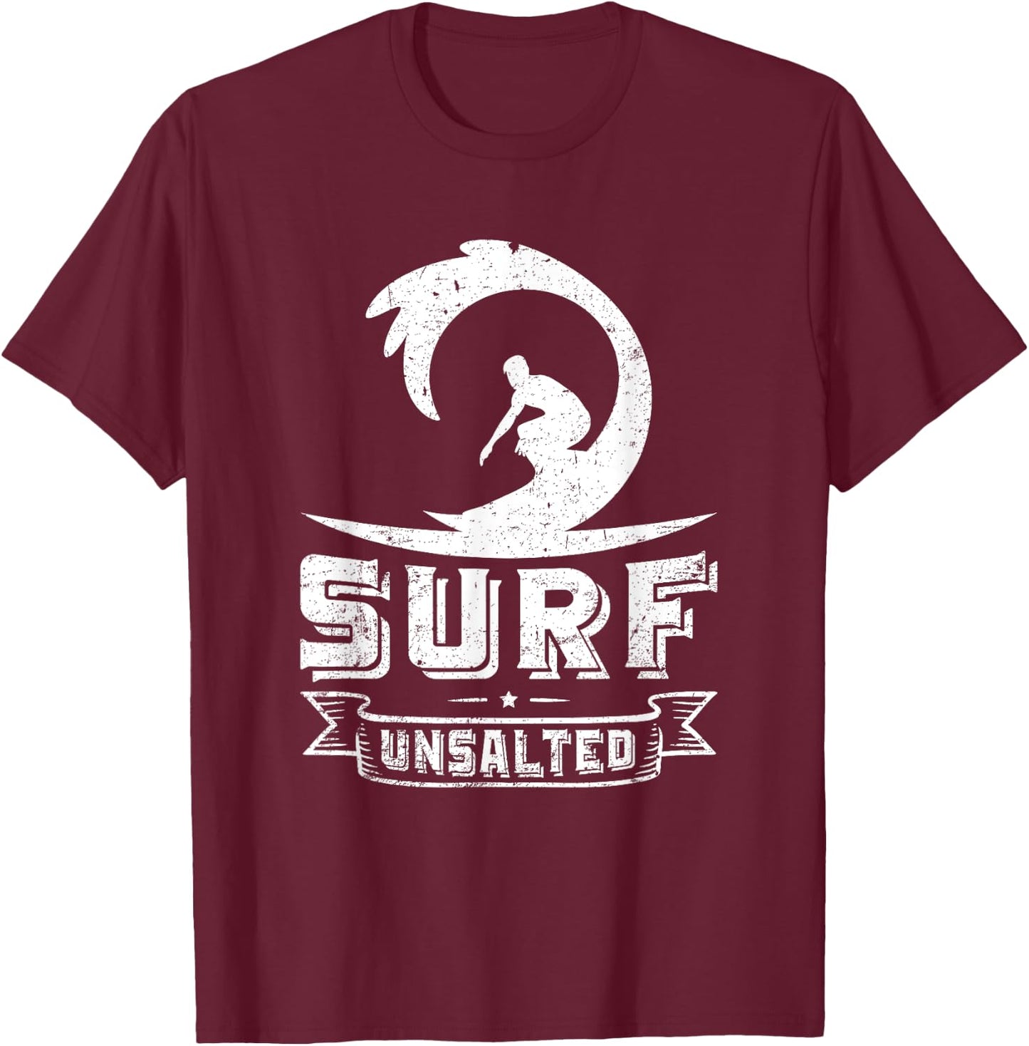 Great Lakes Surfing Surf Unsalted Surfing T Shirt Vintage T-Shirt - T-Shirt | Maroon