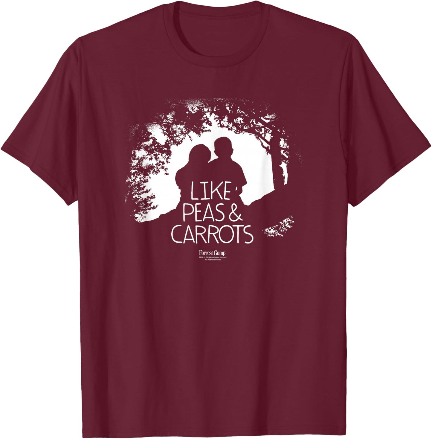 Forrest Gump Like Peas & Carrots Silhouette Small T-Shirt - T-Shirt | Maroon