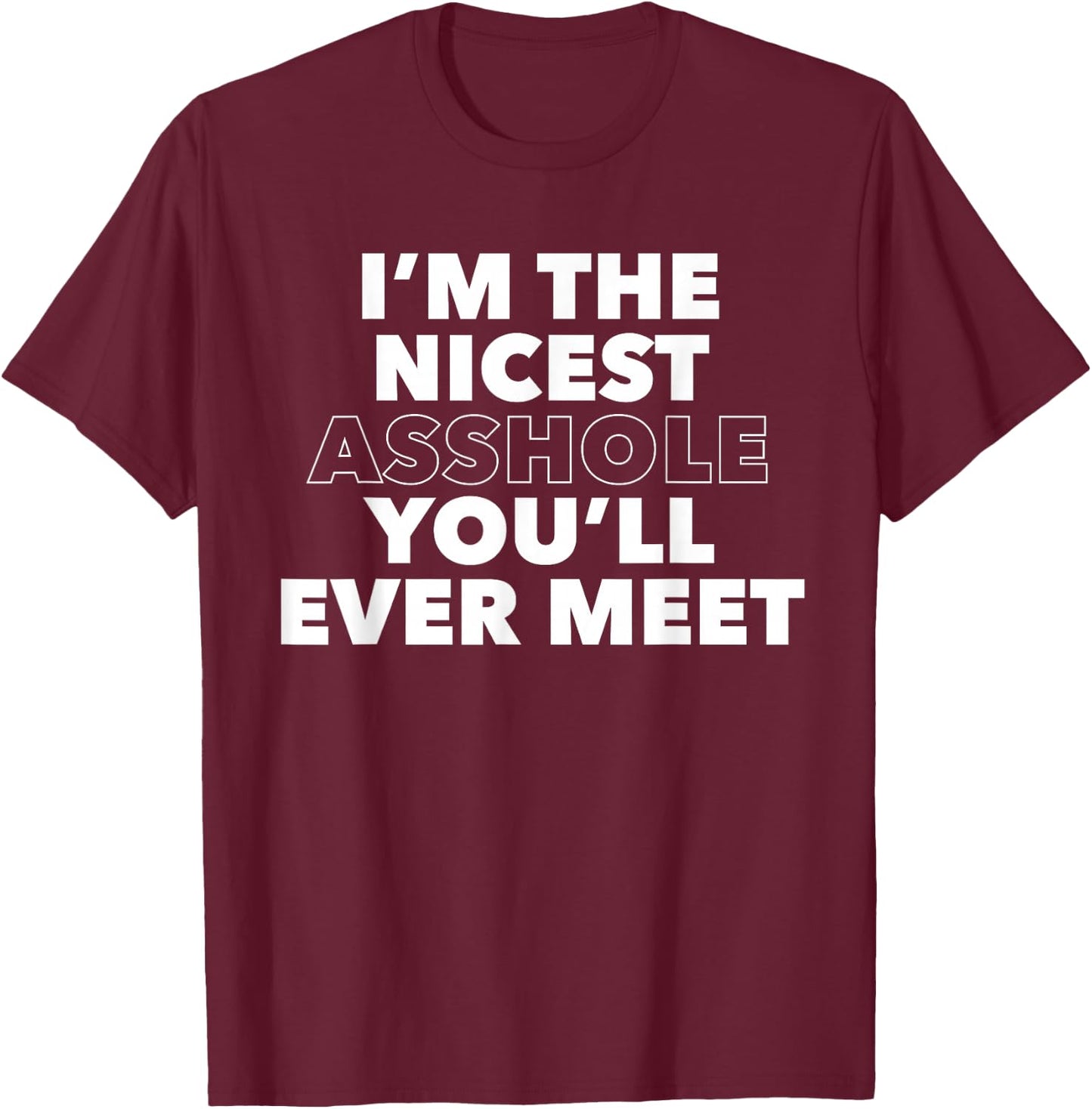 I'm The Nicest Asshole You'll Ever Meet T-Shirt - T-Shirt | Maroon