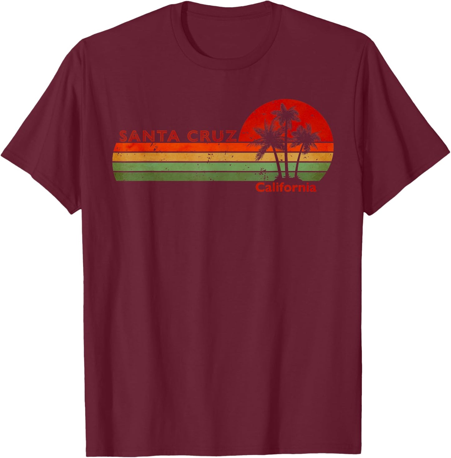 Santa Cruz California Retro Sunset Vintage , black T-Shirt - T-Shirt | Maroon