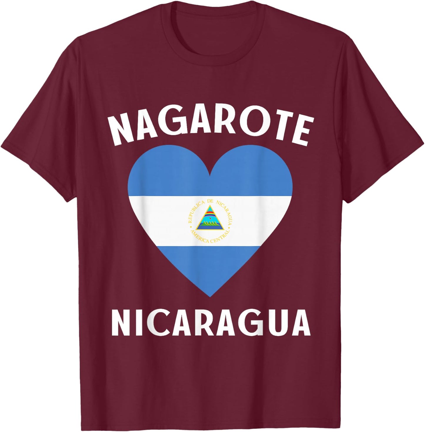 Nicaragua Flag Heart Nagarote City T-Shirt - T-Shirt | Maroon