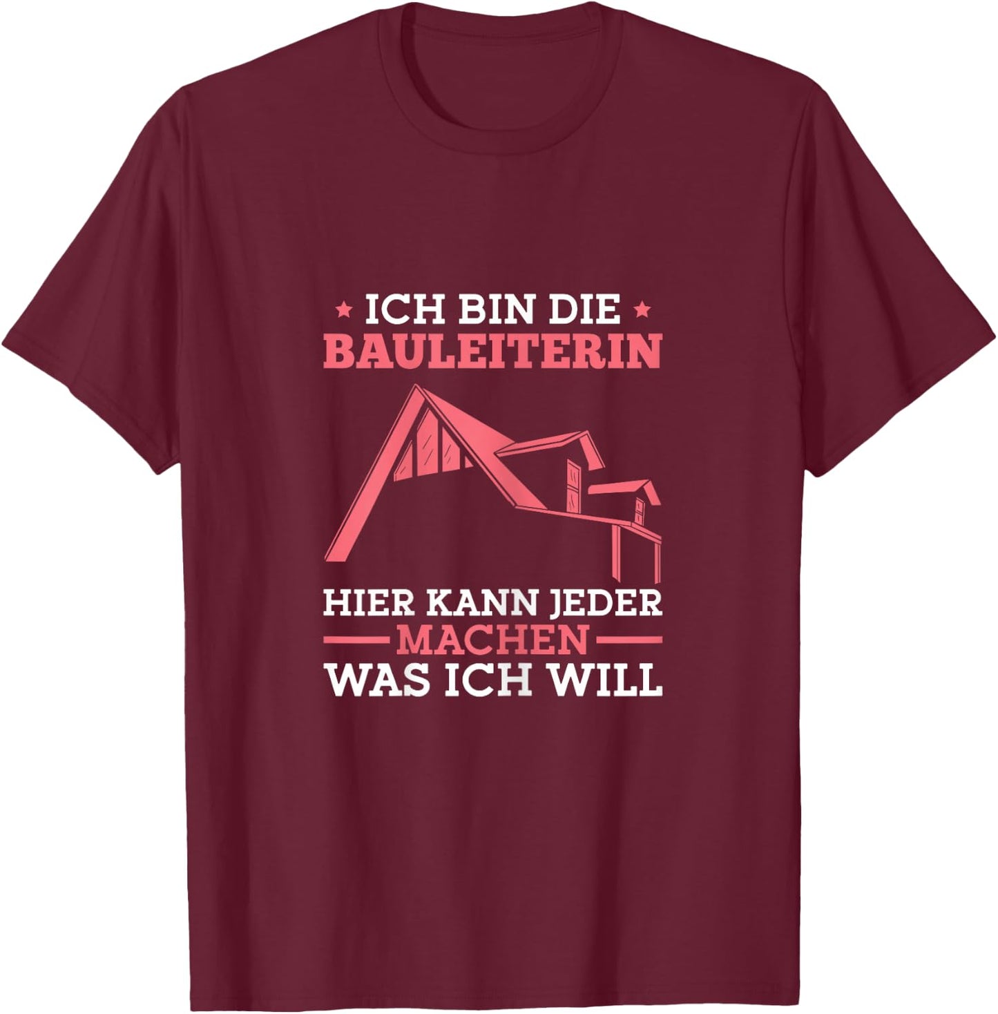 Women's construction line, construction inspection, construction site, construction manager , black T-Shirt - T-Shirt | Maroon
