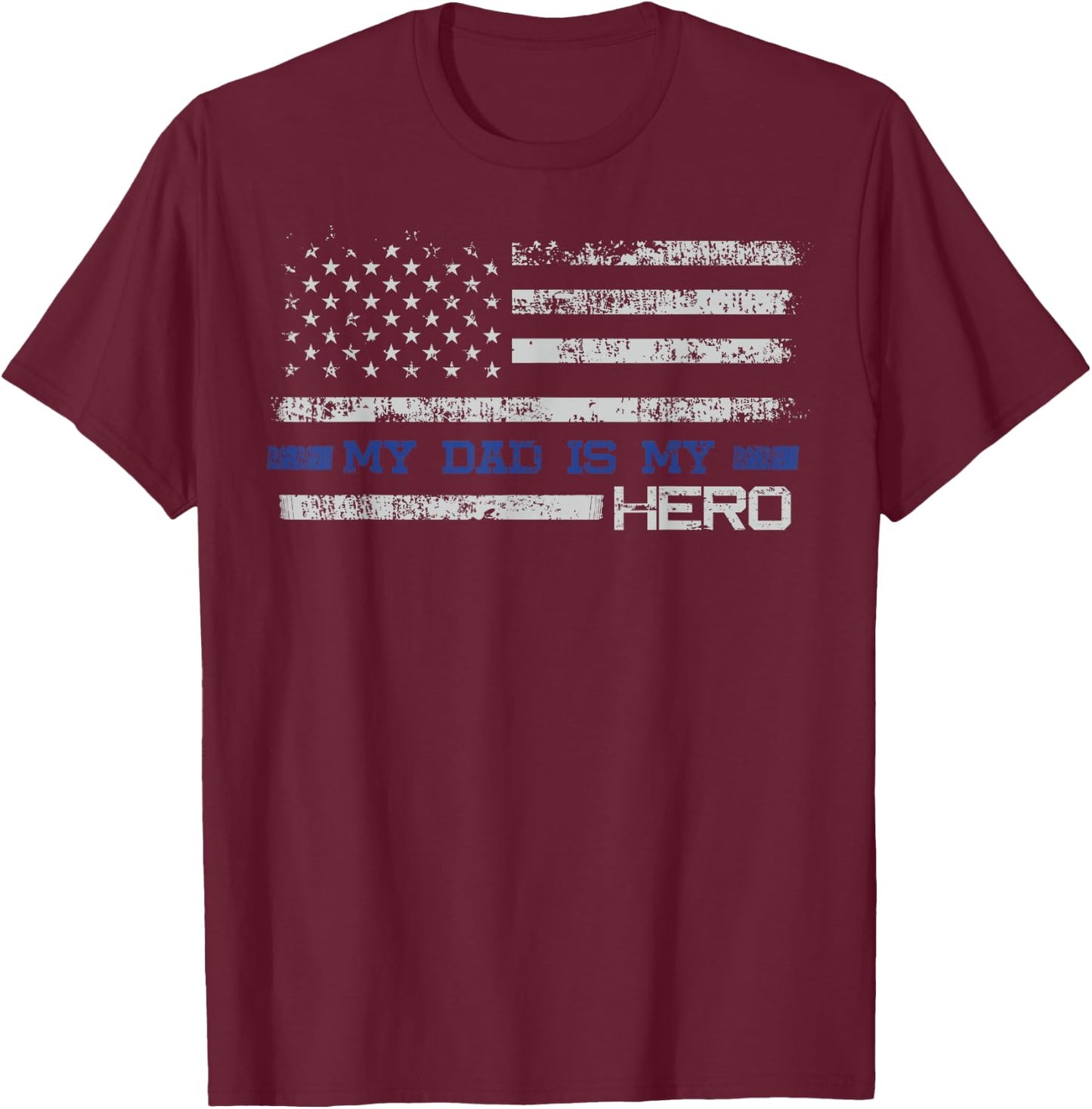 Dad Is A Hero Gift - Son Daughter of Police T-Shirt - T-Shirt | Maroon