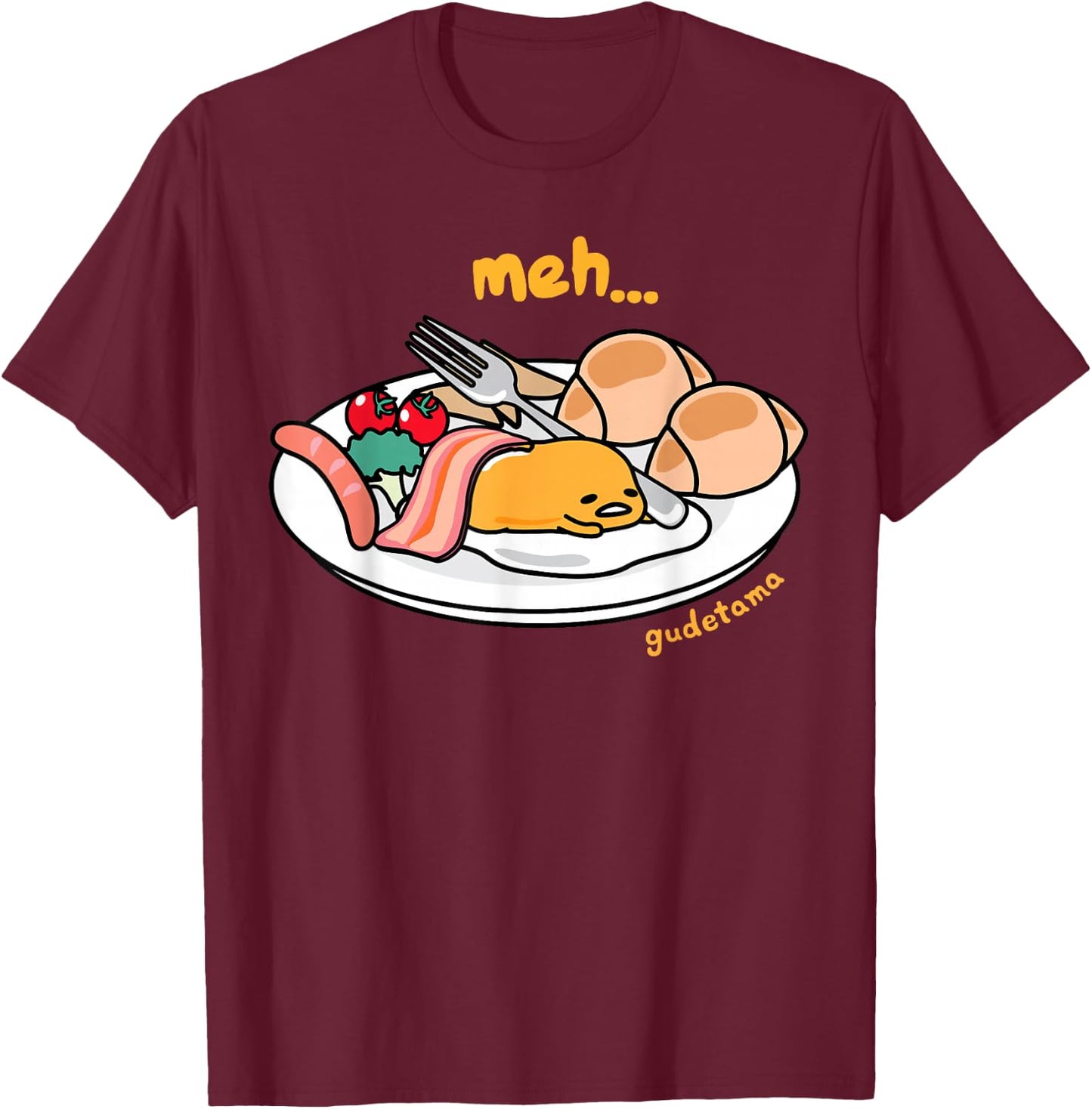 Gudetama "Meh" Breakfast Shirt T-Shirt - T-Shirt | Maroon